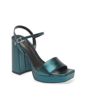 Noella Platform Sandals 7.5 Green Teal Deep NWOT Heels Pumps Green Blue. Glam